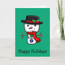 クリスマスすてき雪だるま折り畳みホリデーカード サンキューカード