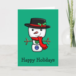 クリスマスすてき雪だるま折り畳みホリデーカード サンキューカード