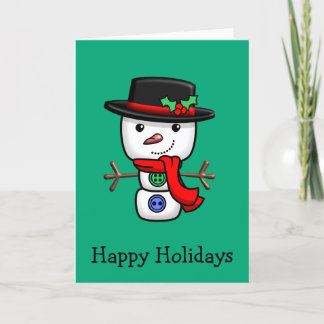 クリスマスすてき雪だるま折り畳みホリデーカード サンキューカード