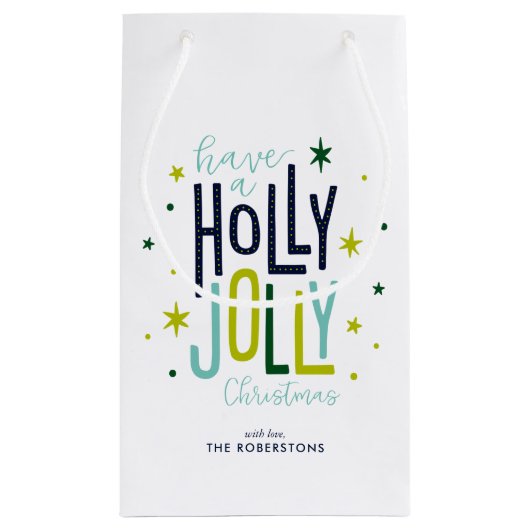 クリスマスすてき「ホリーパーソナライズされた」 スモールペーパーバッグ (裏面)