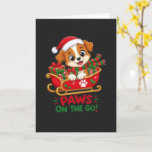 クリスマスそりと可愛い仔犬 カード (黄色い花)