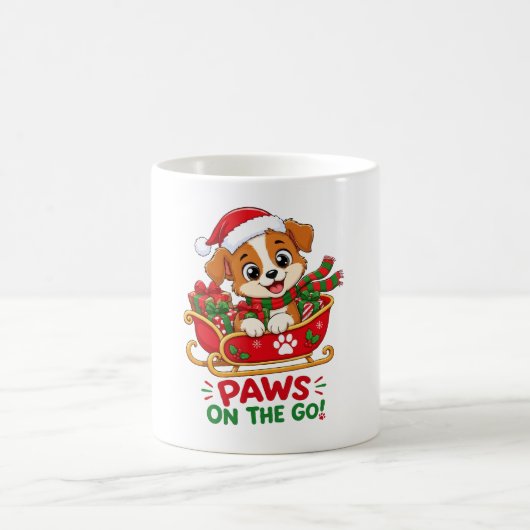 クリスマスそりと可愛い仔犬 コーヒーマグカップ (中央)