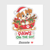 クリスマスそりと可愛い仔犬 シール (シート)