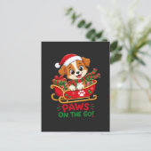 クリスマスそりと可愛い仔犬 ポストカード (スタンド正面)