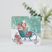 クリスマスそりのショッピングガール – 挨拶 シーズンカード (スタンド正面)