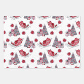 クリスマスそりのパッケージ季節のベリーのブランチ ラッピングペーパーシート (正面2)