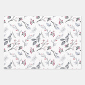 クリスマスそりのパッケージ季節のベリーのブランチ ラッピングペーパーシート (正面)