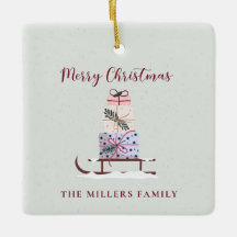 クリスマスそりは贈り物でいっぱいで、ライトグリーン