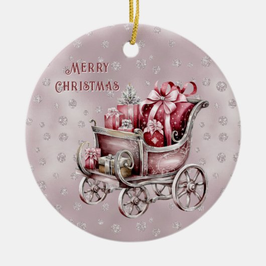 クリスマスそりギフトホリデイオーナメント セラミックオーナメント (正面)