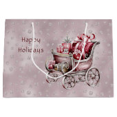 クリスマスそりギフトホリデイ抱き枕 ラージペーパーバッグ (正面)