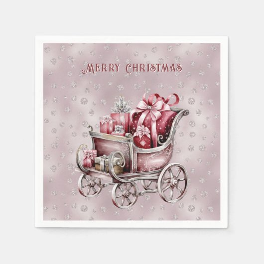 クリスマスそりギフトホリデーナプキン スタンダードカクテルナプキン (正面)