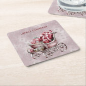 クリスマスそりギフトホリデー紙コースター スクエアペーパーコースター (アングル)