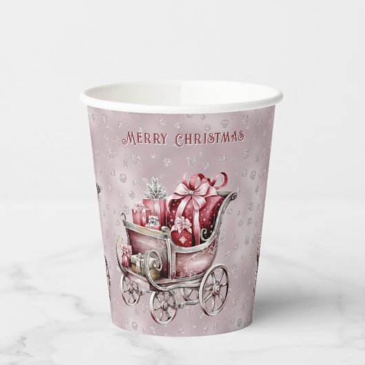 クリスマスそりギフト付きホリデー紙カップ 紙コップ (左)
