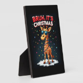 クリスマスだぜ！ジラフがダブってる面白Tシャツ フォトプラーク (側面)