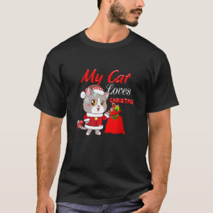 クリスマスだってにゃ!プレゼント袋 クリスマスキャット Tシャツ