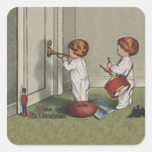 クリスマスだよ！かわいい子供のイラスト スクエアシール (正面)