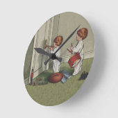 クリスマスだよ！かわいい子供のイラスト ラウンド壁時計 (傾斜)