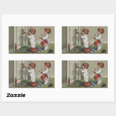 クリスマスだよ 起きて！かわいい子供のイラスト 長方形シール (シート)