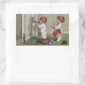 クリスマスだよ 起きて！かわいい子供のイラスト 長方形シール (バッグ)