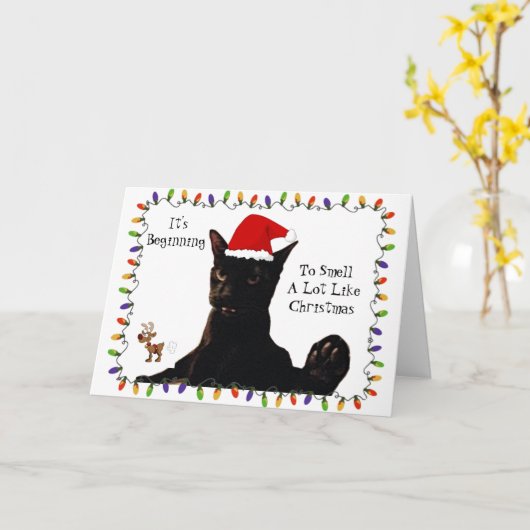 クリスマスっぽいにおいがしてきたニャ カード (黄色い花)