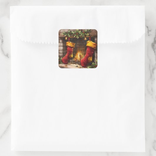 クリスマスつるストッキングバイザファイアー スクエアシール (バッグ)