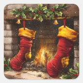 クリスマスつるストッキングバイザファイアー スクエアシール (正面)
