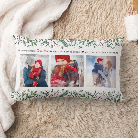 クリスマスつる植物の緑の写真の休日 ランバークッション (ブランケット)