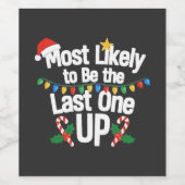 クリスマスで一番最後まで起きている人 Funny ワインラベル (シングルラベル)