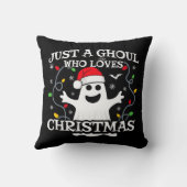 クリスマスで面白いハロウィーンが大好きな少女 クッション (裏面)