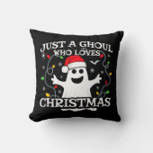 クリスマスで面白いハロウィーンが大好きな少女 クッション (正面)