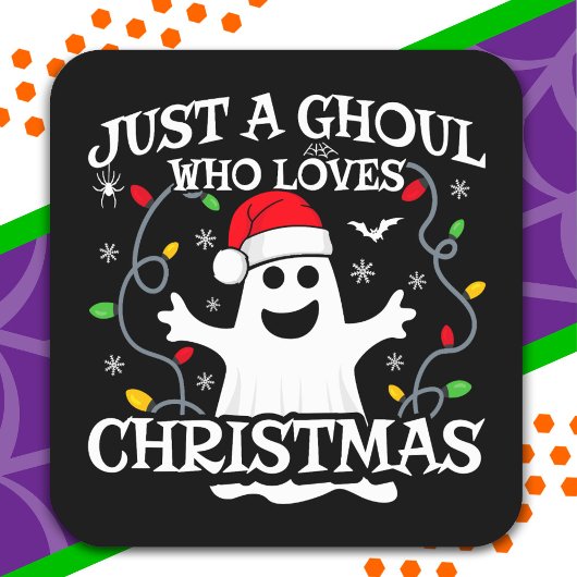 クリスマスで面白いハロウィーンが大好きな少女 スクエアシール