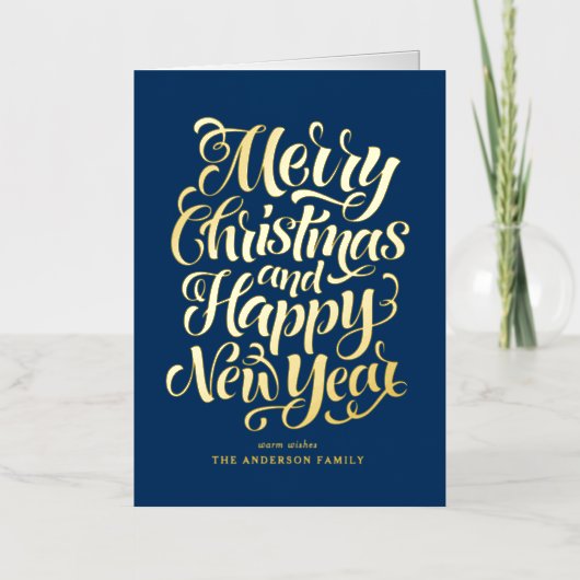 クリスマスとお正月おめでとう 箔シーズンカード (正面)