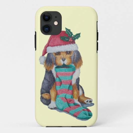 クリスマスとかわいい黒と茶色の子犬 Case-Mate iPhoneケース (裏面)