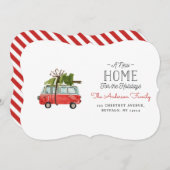 クリスマスとともに...ヴィンテージ水彩画のバン シーズンカード (正面/裏面)