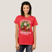 クリスマスとアニメエルフが好きな女の子 Tシャツ (正面フル)