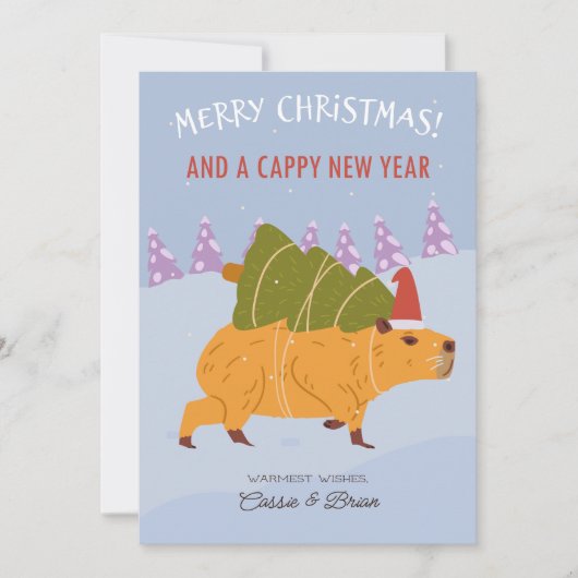 "クリスマスとカピバラの新年おめでとう" シーズンカード (正面)