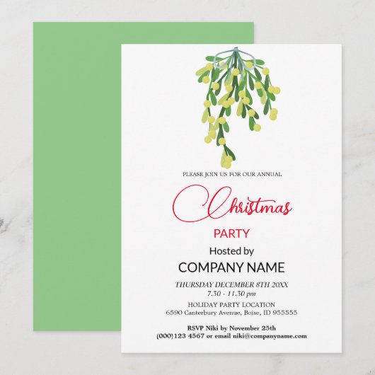 クリスマスとキスミスデコレーション 法人 招待状 (正面/裏面)