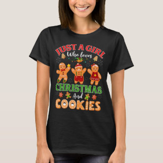 クリスマスとクッキーの生姜が大好きな女の子 Tシャツ