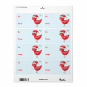 クリスマスとクリスマスのサンタ帽子の赤い鳥 ラベル (フルシート)