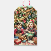クリスマスとクリスマスの懐かしい子ども ギフトタグ (正面)