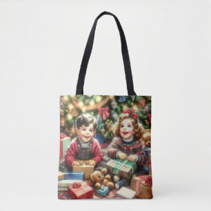 クリスマスとクリスマスの懐かしい子ども トートバッグ