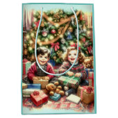 クリスマスとクリスマスの懐かしい子ども ミディアムペーパーバッグ (正面)