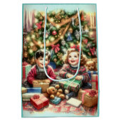 クリスマスとクリスマスの懐かしい子ども ミディアムペーパーバッグ (裏面)