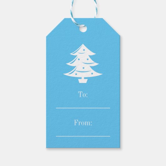 クリスマスとクリスマスの間のブルー空白のメリークリスマス ギフトタグ (正面)