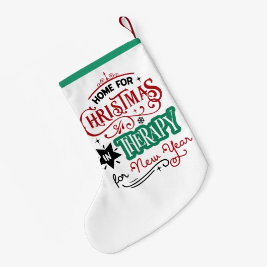 クリスマスとセラピー |皮肉おもしろい的 スモールクリスマスストッキング (裏面 (吊り時))