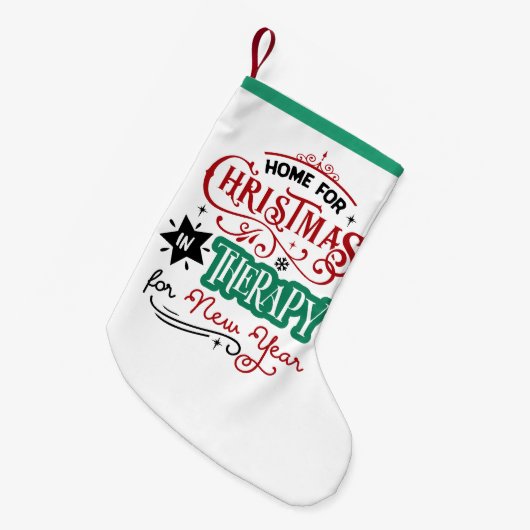 クリスマスとセラピー |皮肉おもしろい的 スモールクリスマスストッキング (正面 (吊り時))