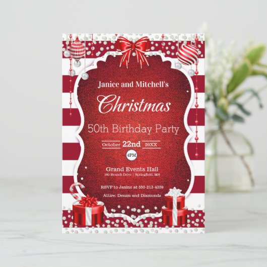 クリスマスとダイヤモンドパーティの招待状 カード (スタンド正面)