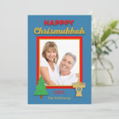 クリスマスとハヌカのツリーとメノーラの写真 フラット カード (スタンド正面)