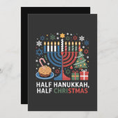 クリスマスとハヌカの半分ずつ 面白いクリスマスムカ 招待状 (正面/裏面)