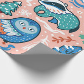 クリスマスとハヌカーの森の動物のギフトラップ ラッピングペーパー (角)